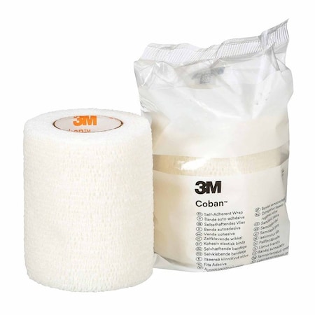 3M Coban Cohesive Bandage 3 Inch X 5 Yard Self-Adherent Closure White NonSterile Standard Compression, 24PK 1583W